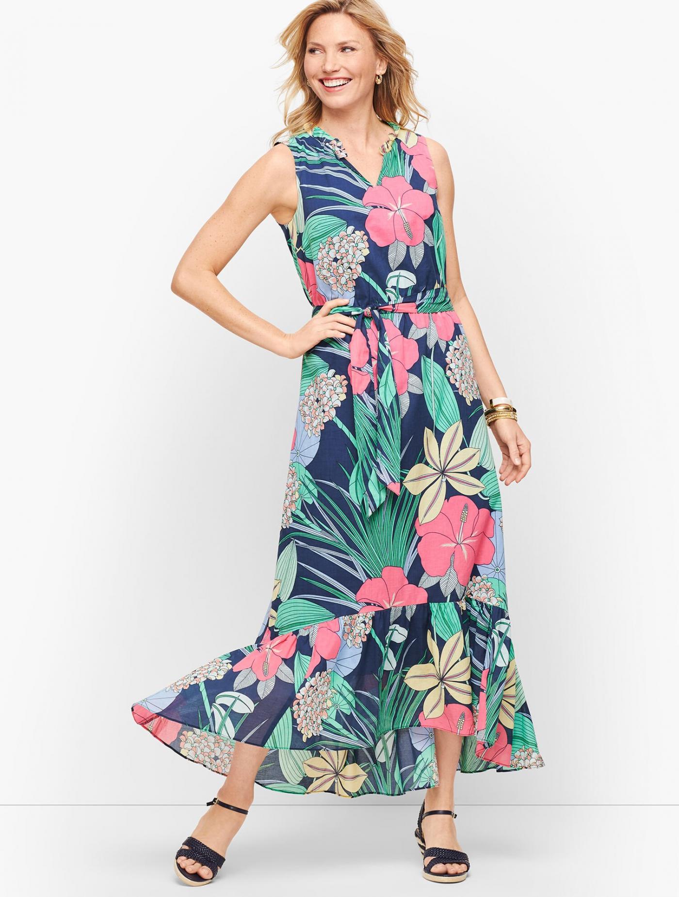 Dresses | Voile Hibiscus Maxi Dress INDIA INK MULTI - Talbots Womens •  Winners Chapel